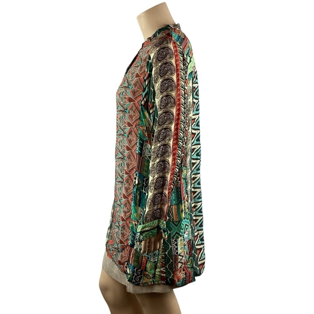 Johnny Was Multicolor Patchwork Tunic Top XL Boho - image 4
